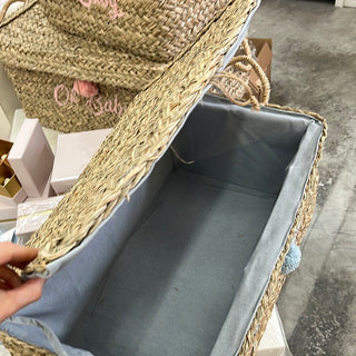 Cesta vimini grande Oh baby azzurra