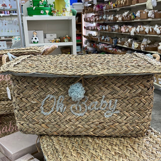 Cesta vimini piccola Oh baby azzurra