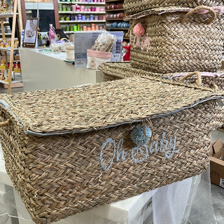 Cesta vimini grande Oh baby azzurra